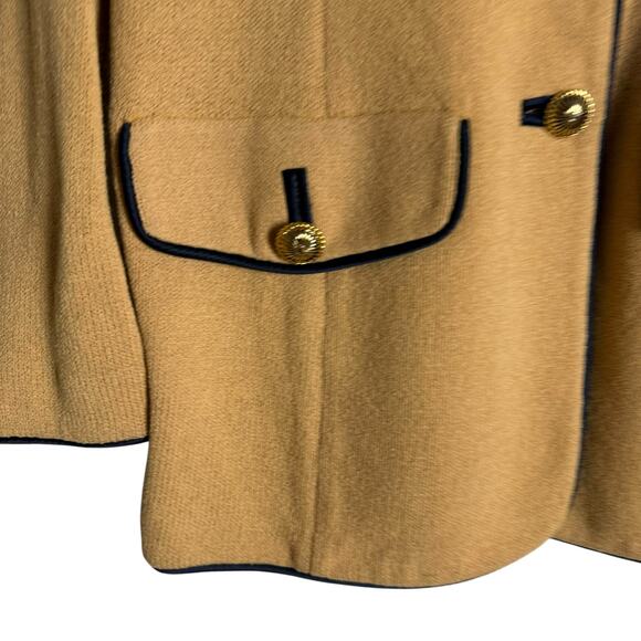 St. John Camel Tan Knit Button Front Office Suit Blazer Jacket Size 6 - Picture 7 of 12
